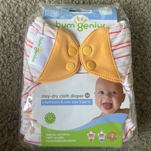 BNWT Bum Genius OS NB Striped Cloth Diaper